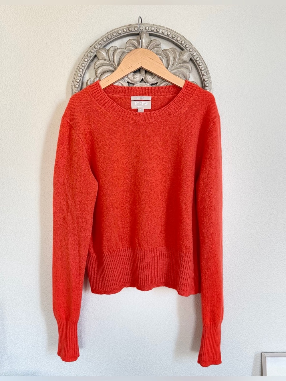 J. Crew Women's Crewneck Cashmere Sweater in Bright Orange - M